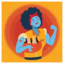 Rosie the Riveter Cartoon Illustration