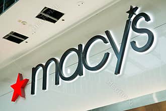 Macy`s logo situated above the store located in Westfield Valley Mall