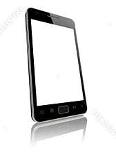 Modern smart phone with blank screen isolated