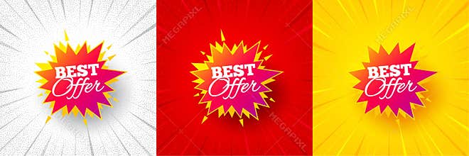 Best offer sticker. Discount banner shape. Flash offer banner. Vector