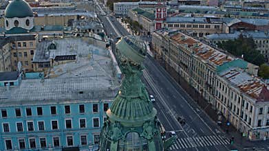 Nevsky avenue main street in the city. Saint Petersburg aerial view