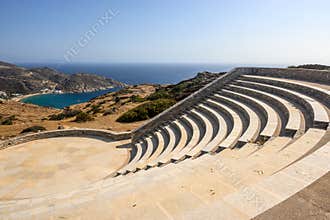 The open-air theatre on Ios Island. Cyclades Islands, Greece