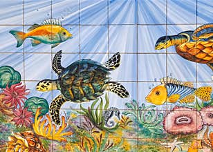 The beauty of Portugal - beautiful tiles with turtles in Lagos