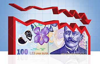 Romanian money finance chart. With clipping path.