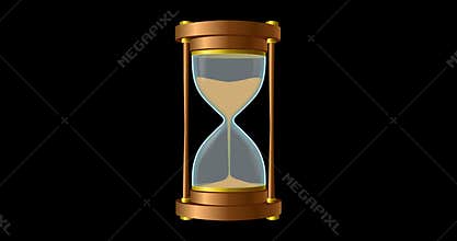 Beautiful wooden hourglass with sand animation on a white screen background on a transparent screen background. Animation.