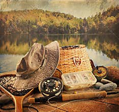 Fly fishing equipment with vintage look