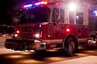 Fire Engine at Night-time Emergency
