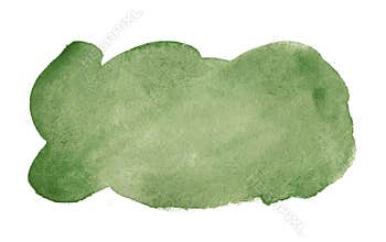 Olive green watercolor isolated abstract spot with divorces and borders