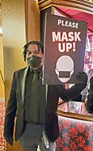 Mask Up Sign In Broadway Theater