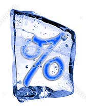 Sign % frozen in the ice