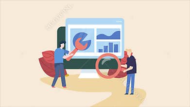 Data analytics and business report dashboard. Businessmen analyzing kpi data.