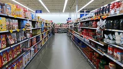 Super market aisle inside Walmart