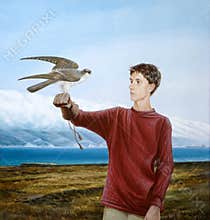 Teenager with a falcon