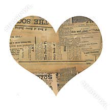 Grungy Antique newspaper paper collage heart