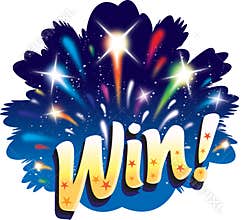 Win! Fun graphic firework celebration icon design