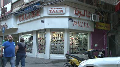 Small streets and buildings with shops and cafes in Beirut. City in the Middle East