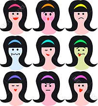 Female faces/emotions/eps