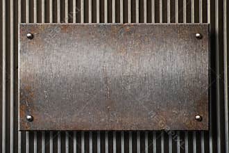 Grunge rusty metal plate over grid background