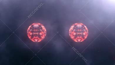 Conceptual of Quantum entanglement, future physics science background. 4K 3D render Seamless Loop Quantum state Two particles.