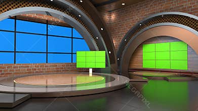 3D Virtual News Studio Background