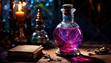 Enchanted potion bottle with magical contents