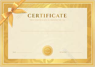 Certificate, Diploma template. Gold award pattern