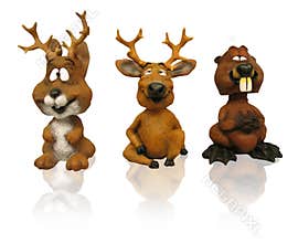 Three animal figurines (clip path)