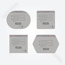 Four vector login forms. Basic login forms. Atractive shapes and
