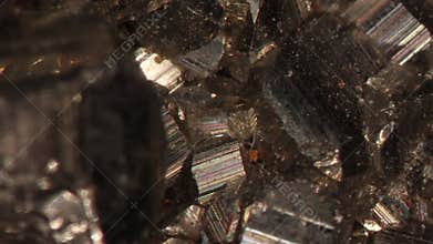 golden Pyrite crystals in close-up
