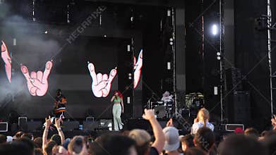 2021-08-08 - Mariupol City Festival, Ukraine. Kis Kis band performs at outdoor music festival. Musicians on stage with