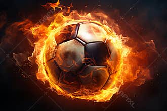 Smoldering Soccer ball flames. Generate Ai