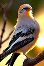 Avian Elegance. Bird perched on a branch against the setting sun