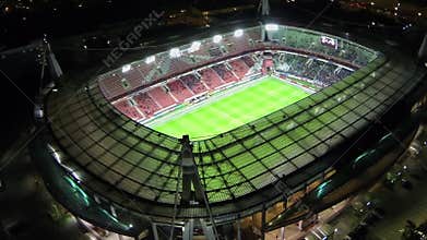 People watch soccer game of UEFA Champions League