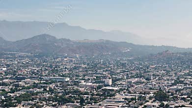 Expansive Aerial View Overlooking Verdugo Mountains and Foreground Cityscape