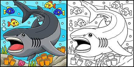 Megamouth Shark Coloring Page Colored Illustration
