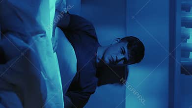 Vertical Night leisure home cinema guy watching tv