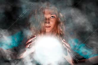 Mysterious woman making some magic