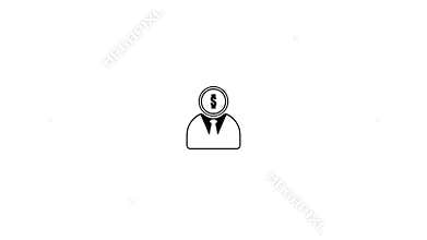 Business concept illustration with a person in a suit and tie with a dollar sign head