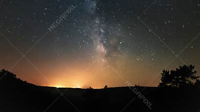 Time-lapse of the Milky Way over the rolling rills