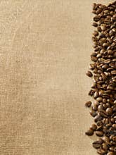 Coffee beans on burlap