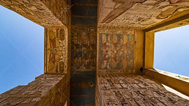 Temple of Medinet Habu. Egypt, Luxor. The Mortuary Temple of Ramesses III at Medinet Habu is an important New Kingdom