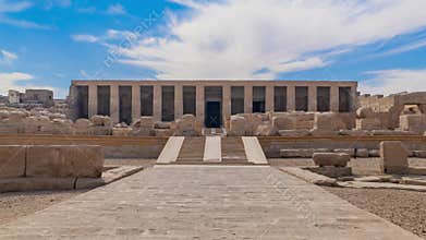 Temple of Seti I in Abydos, Egypt. Abydos is notable for the memorial temple of Seti I, which contains the Abydos of