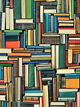 A close-up shot of colorful, stacked books. The image represents digital learning and is perfect for online schools and
