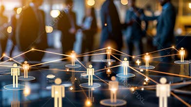 Business Networking Concept with Connected People Icons, Generative AI