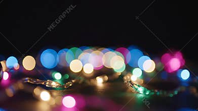 Abstract Colorful Bokeh Background with LED Fairy Lights for Festive Holiday Design