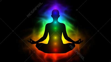 Aura, chakra, enlightenment of mind in meditation