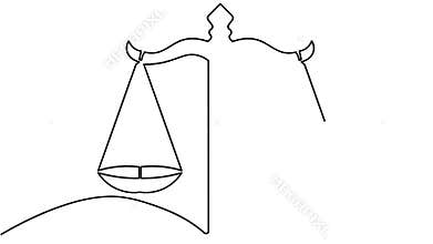 Icon one line art animation seamless loop court legal scale