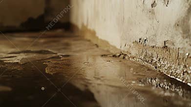 Water damage spreading across an indoor basement floor
