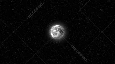 Full moon glowing with starry night background. Realistic moonlight animation for night sky scenes, calming visuals, or space-