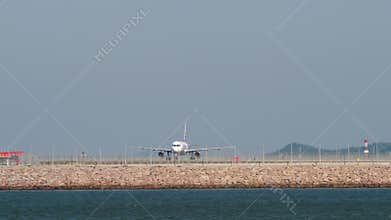 Airbus A321 of HK Express taxiing at Chek Lap Kok airport